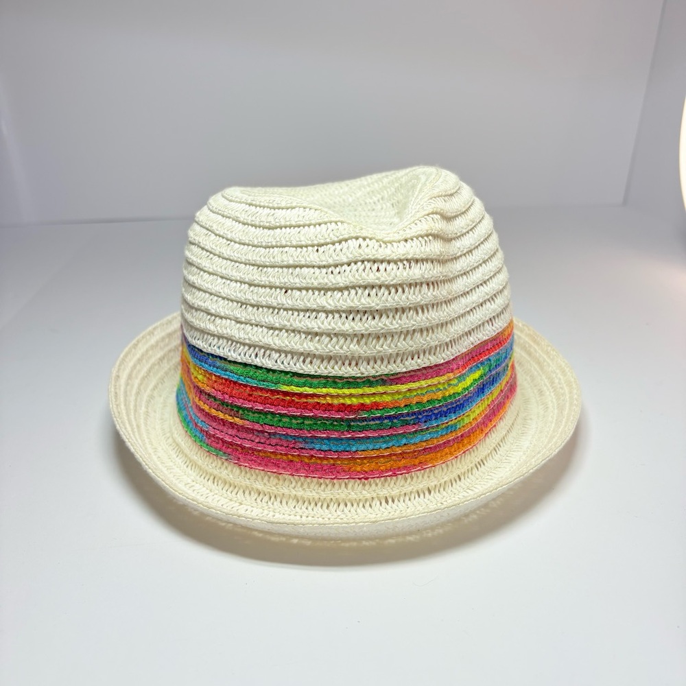 Panama Jack Toyo Fedora Hat with Rainbow Stripe Band  OS Resortwear Beach